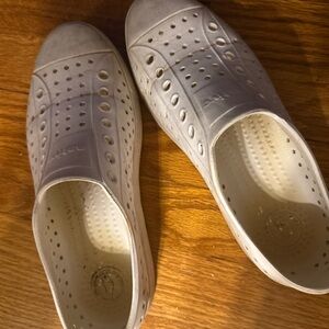 White Perforated Slip-On Shoes